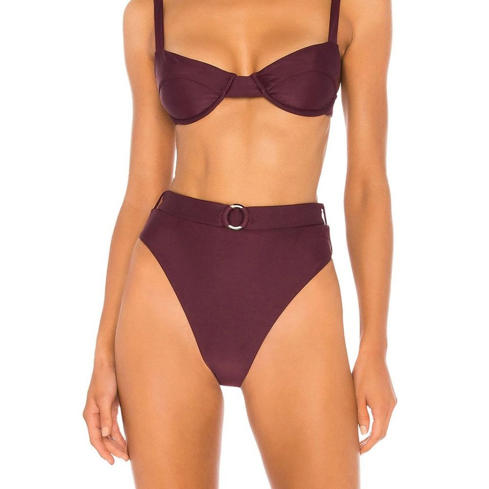 Juillet Revolve High Waisted Belted Cheeky Swim Bottoms XS LG Ashley NEW
